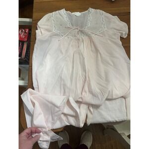 vtg barbizon pale pink 2‎ piece pajamas with pants medium